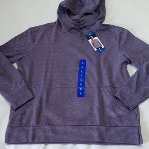 NEW Champion Hoodie Purple Kanga Pouch Pullover Long Sleeve Split Hem Women's Lg